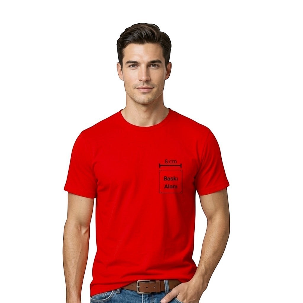 Baskılı Bisiklet Yaka Tişört Toptan ve Perakende Satış En Uygun ve En Hesaplı Kırmızı