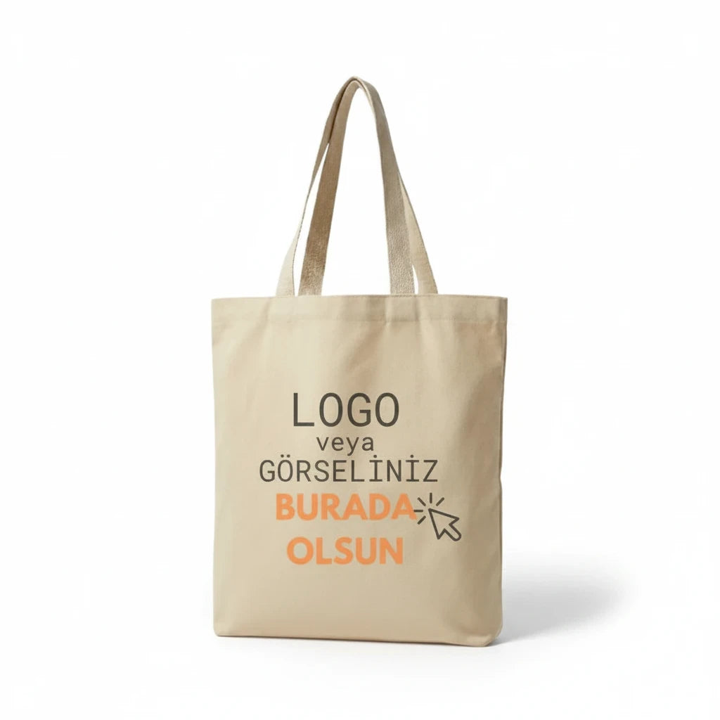 Toptan Bez Çanta markalı, %100 pamuklu, baskıya uygun, dayanıklı kulplara sahip doğal renkli promosyon bez çanta.